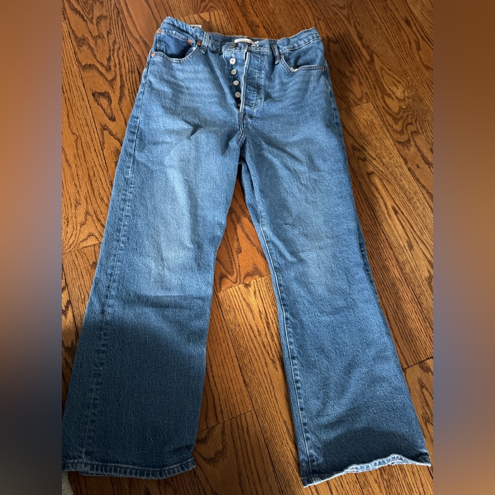 Levi's Medium Blue Wide-Leg Button-Fly Jeans